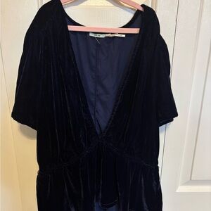 Dark Blue Velvet Top